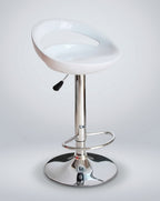 Modern Modo Sapphire Stool by Modo Chairs with a sleek design and chrome base, shown from a side view.