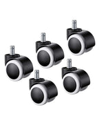Set of five Modo Chairs office chair wheels, durable caster wheels designed for smooth movement on office floors.