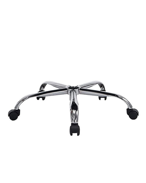 Chrome Spider Chair Base with twin casters designed for office chairs by Modo Chairs, featuring a sturdy five-legged metal structure.