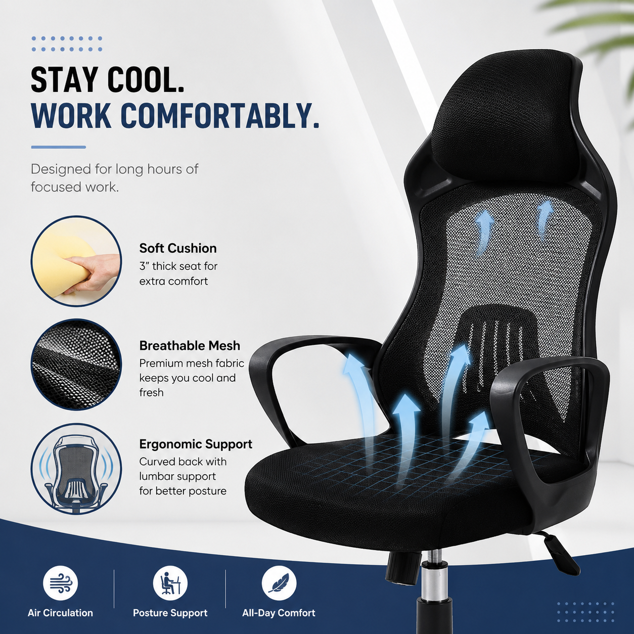 Black and white Modo Ergoo office chair with ergonomic design, adjustable armrests, and cushioned seat for comfortable workspace seating.