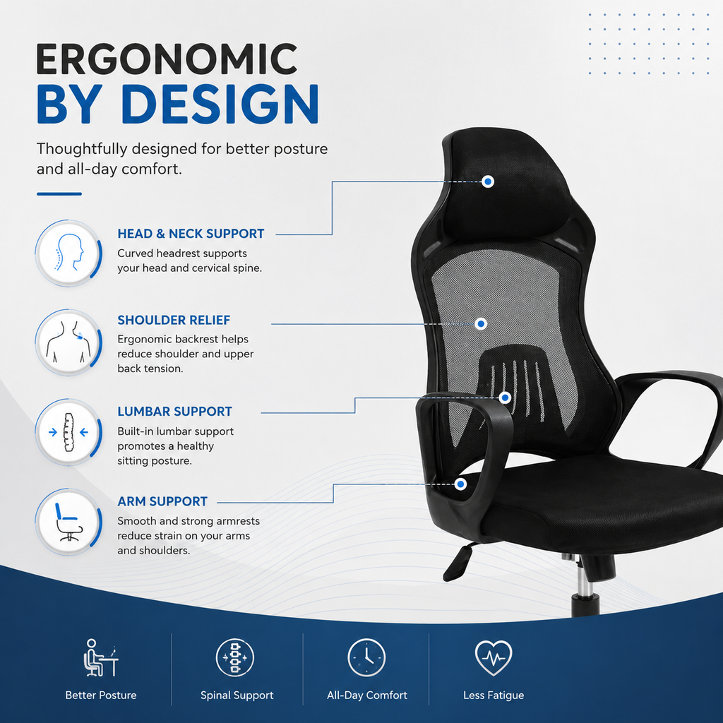Modo Ergoo office chair in black and white with ergonomic design, adjustable armrests, and mesh back for comfortable workspace seating.
