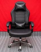 Black Modo Phantom X gaming chair with ergonomic design and adjustable features, ideal for gaming setups and office use.